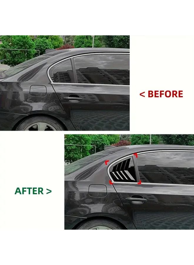 BMW 5 Series E60 2004 2010 Rear Triangle Window Louvers Glossy Black Body Kit - Image 4